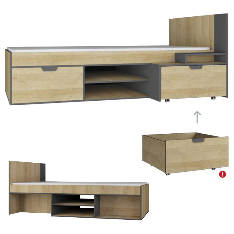 Nano - jednolůžko NA13 L/P - dub riviera