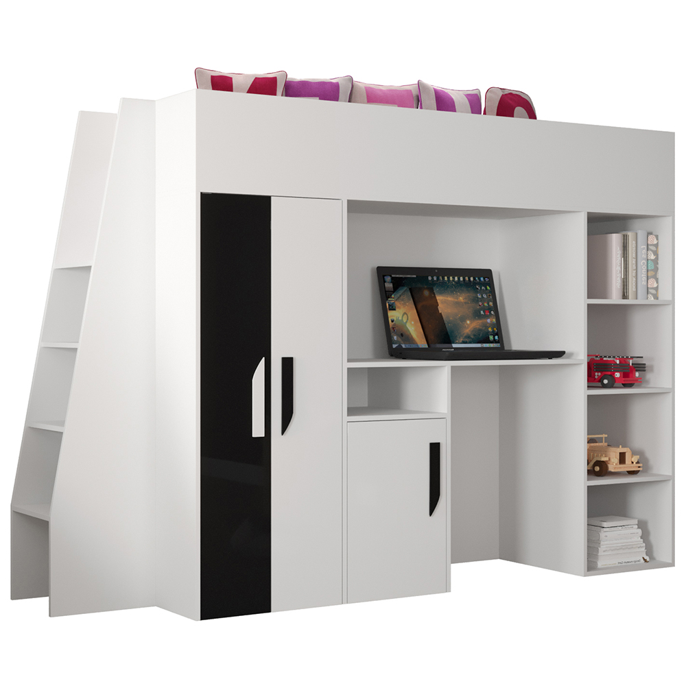 Patrová postel PARTY 15 | bílá/černá-lesk | UNIVERZÁLNÍ