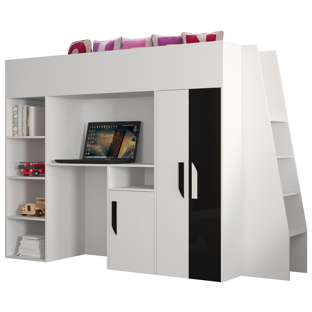 Patrová postel PARTY 15 | bílá/černá-lesk | UNIVERZÁLNÍ