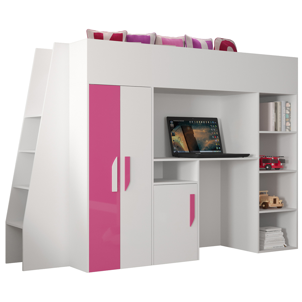 Patrová postel PARTY 15 | bílá/růžová-lesk | UNIVERZÁLNÍ