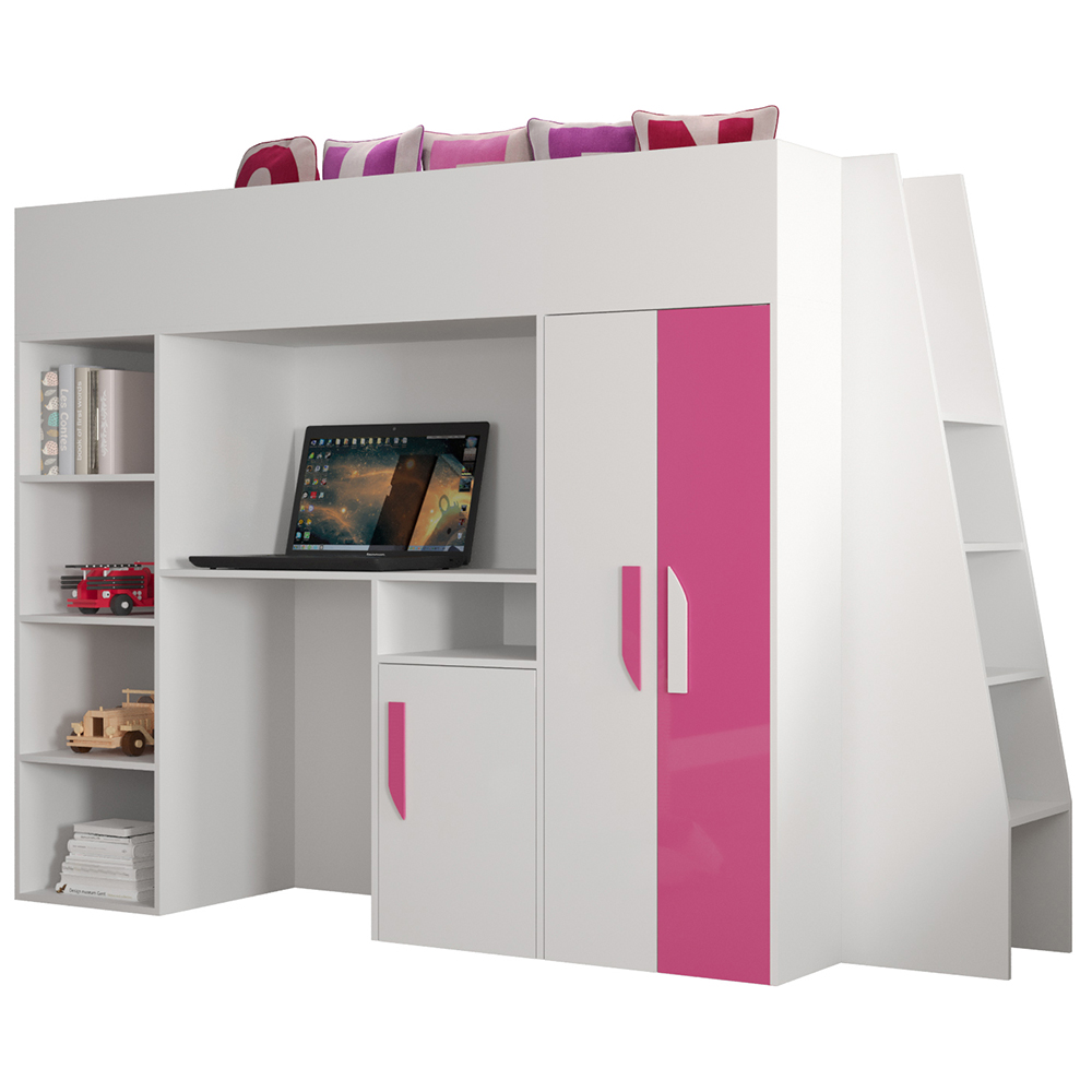 Patrová postel PARTY 15 | bílá/růžová-lesk | UNIVERZÁLNÍ