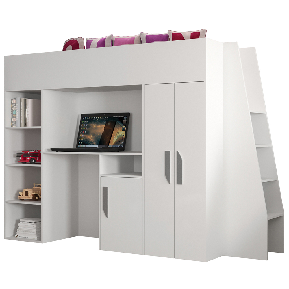 Patrová postel PARTY 15 | bílá/bílá-lesk-šedé úchyty | UNIVERZÁLNÍ