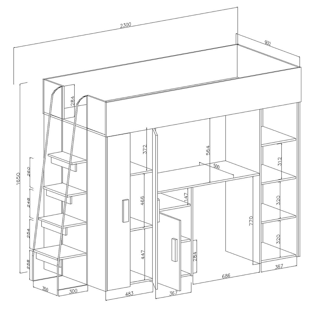 Patrová postel PARTY 15 | bílá/bílá-lesk-šedé úchyty | UNIVERZÁLNÍ