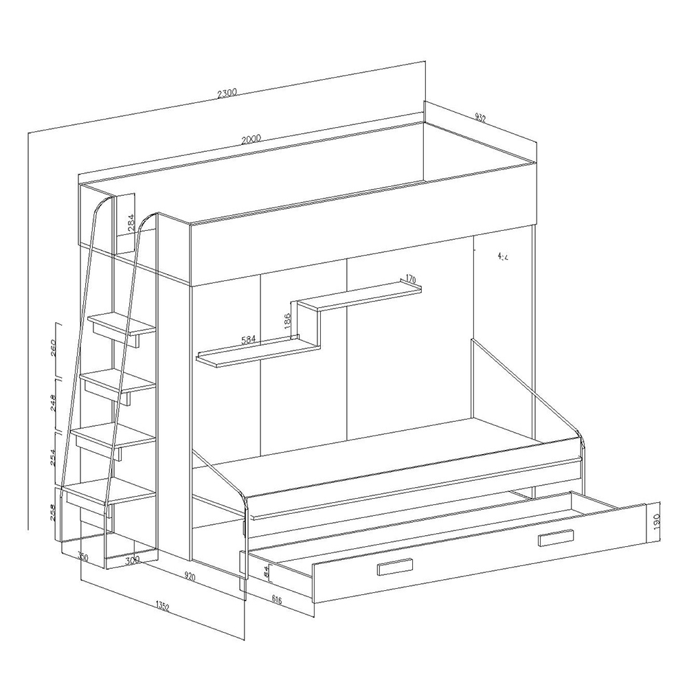 Dvoupatrová postel PARTY 17 | bílá/bílá-lesk-růžové úchyty | UNIVERZÁLNÍ