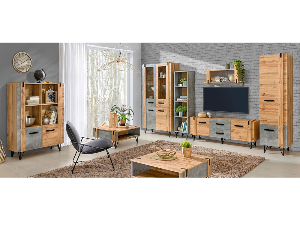 Lofter - psací stůl LO9 - dub wotan/beton millenium