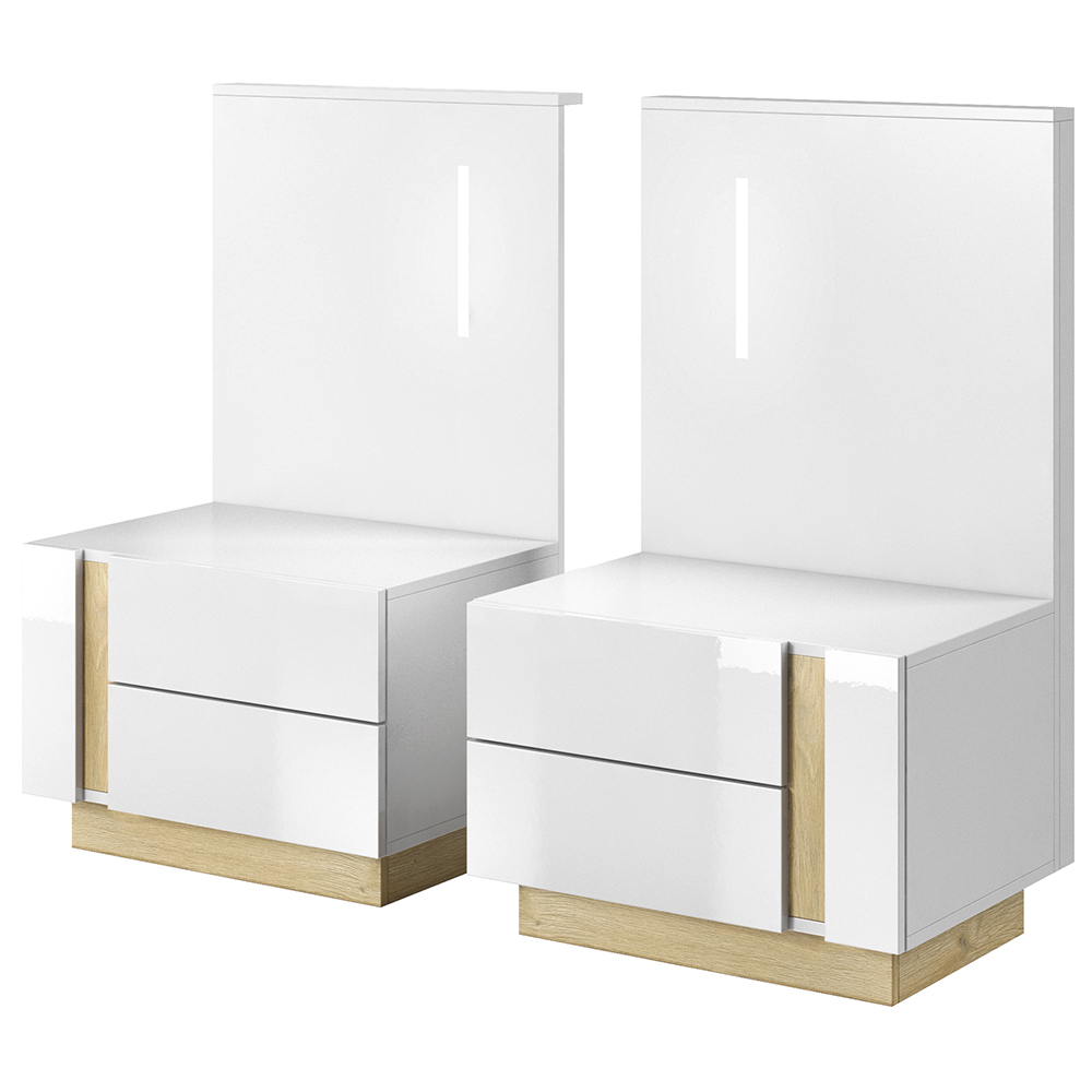 Arco | dvoulůžko 160x200 cm + 2x noční stolek + osvětlení | bílá