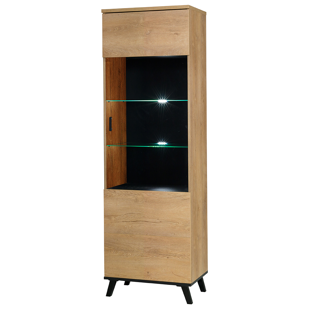 Obývací stěna JOHN II | 7 dílů | sestava A | 303 cm + komoda 181 cm | lefkas světlý/černá