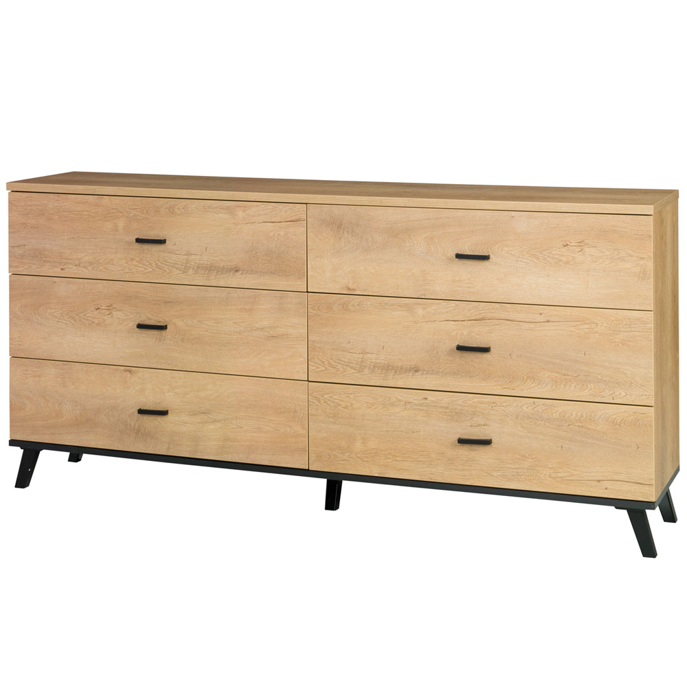 Obývací stěna JOHN II | 6 dílů | sestava C | 283 cm + komoda 181 cm + stolek 101x61 cm | komoda dub lefkas světlý/černá