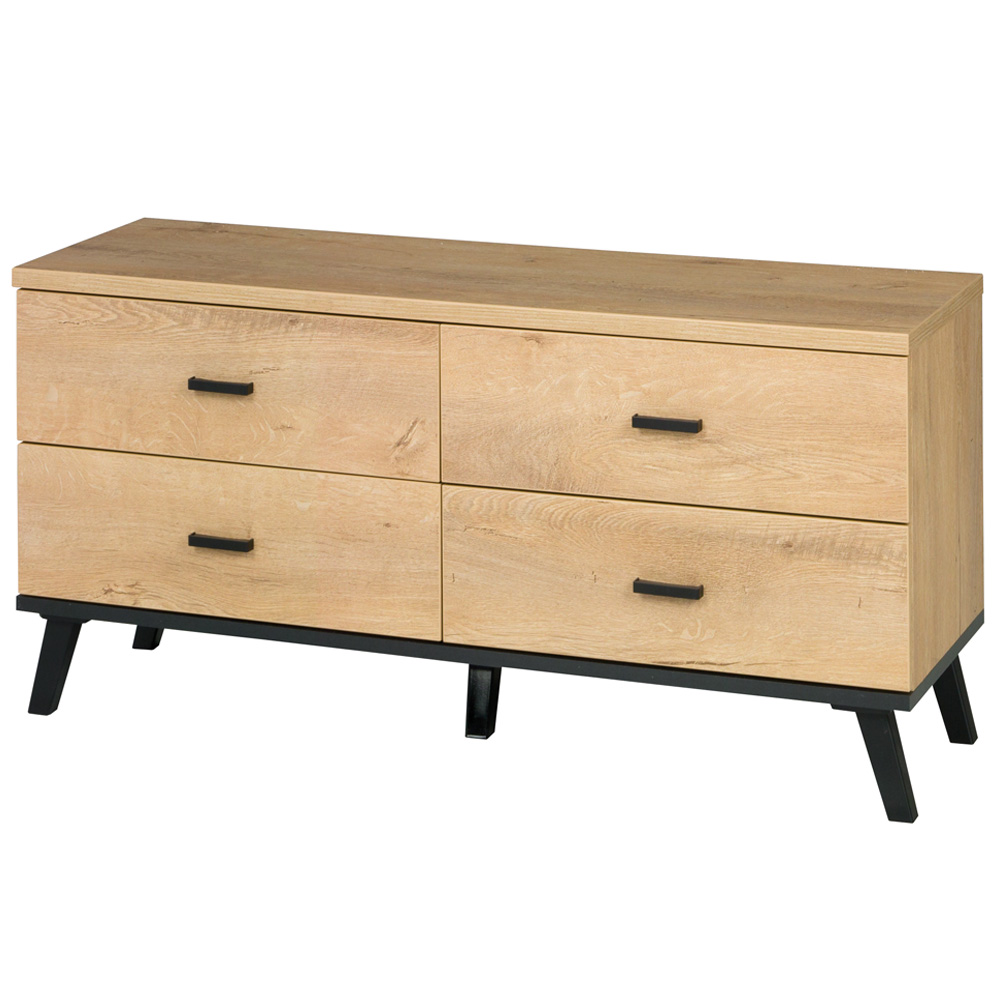 Obývací stěna JOHN II | 6 dílů | sestava C | 283 cm + komoda 181 cm + stolek 101x61 cm | komoda dub lefkas světlý/černá