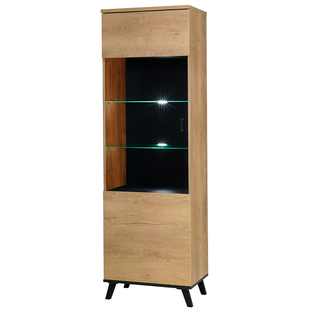 Obývací stěna JOHN II | 6 dílů | sestava C | 283 cm + komoda 181 cm + stolek 101x61 cm | komoda dub lefkas světlý/černá