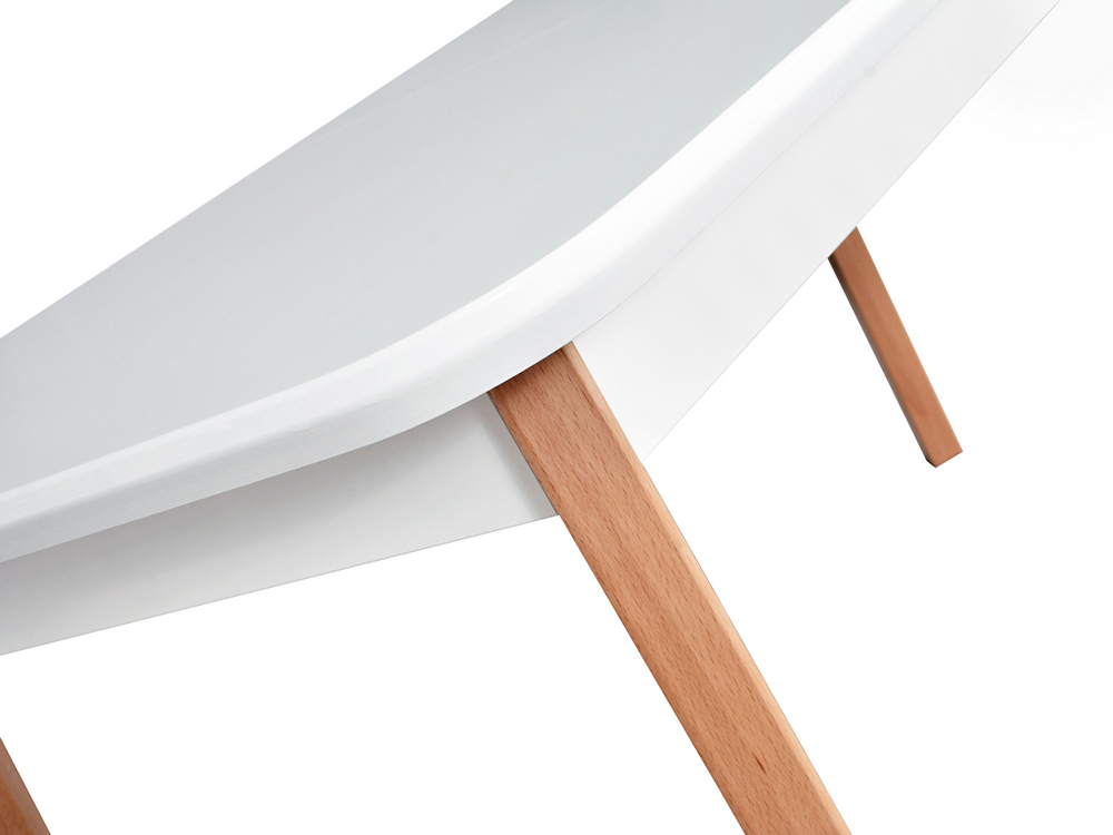 Rozkládací jídelní stůl Oslo 8 - lakovaná MDF - 160/200x90 cm - bílá/buk - SKLADEM 1ks