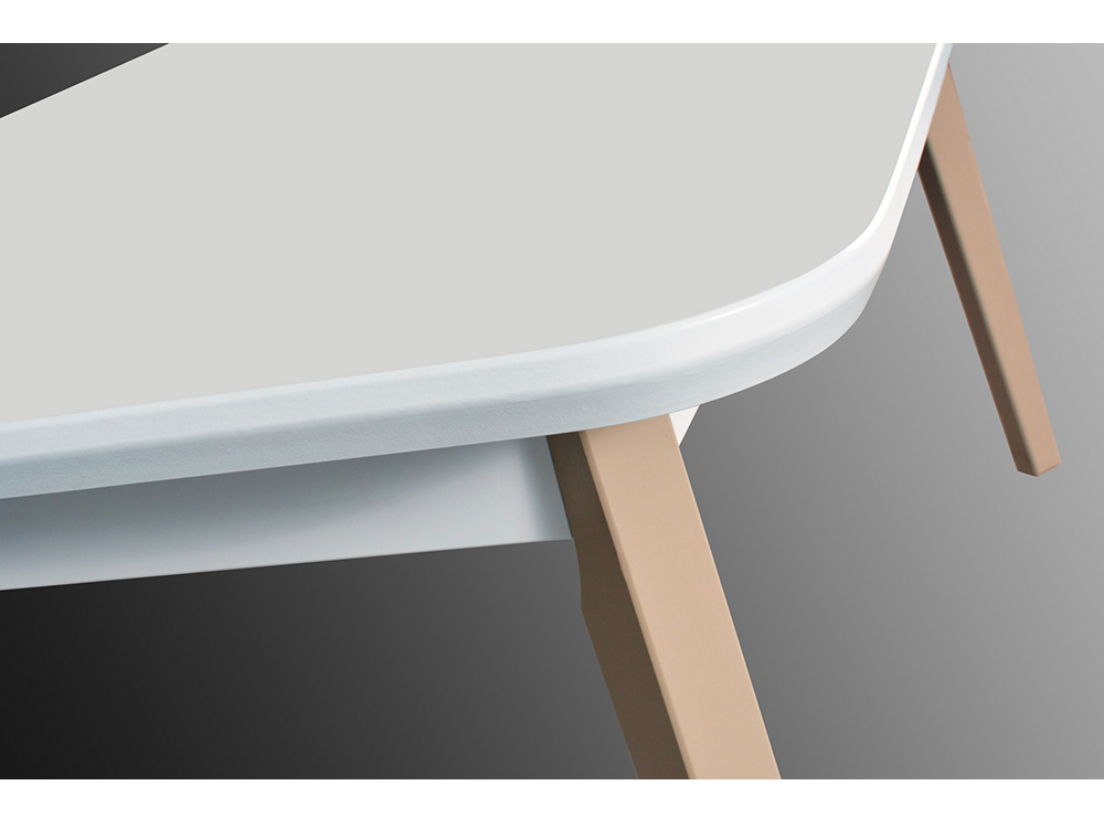 Rozkládací jídelní stůl Oslo 8 - lakovaná MDF - 160/200x90 cm - bílá/buk - SKLADEM 1ks