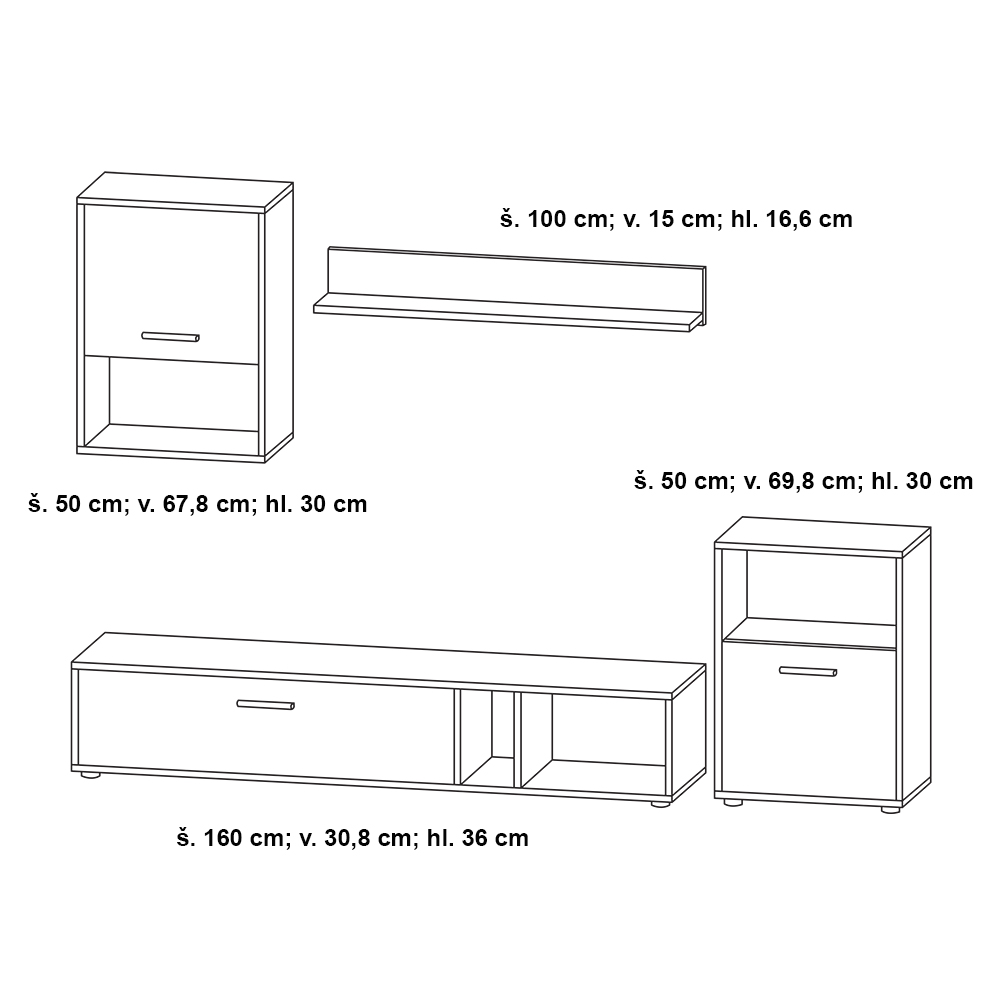 Obývací stěna HIT - dub stirling | VÝPRODEJ