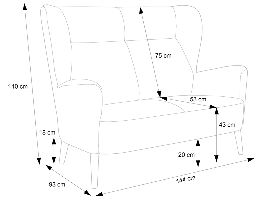 Pohovka Next 2 | dvojsed | 144 cm | VÝBĚR TKANIN