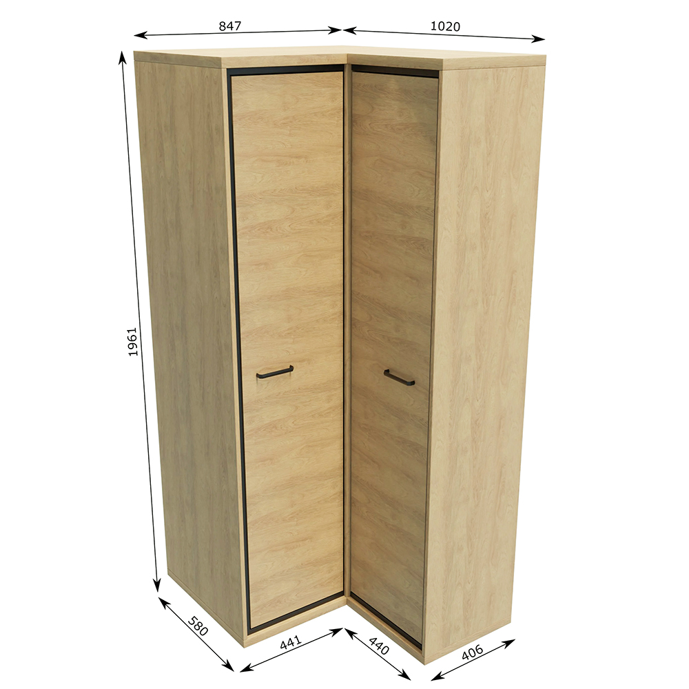 MEDIOLAN | šatní skříň M-14 rohová | 84,7x102 cm | natural hikora