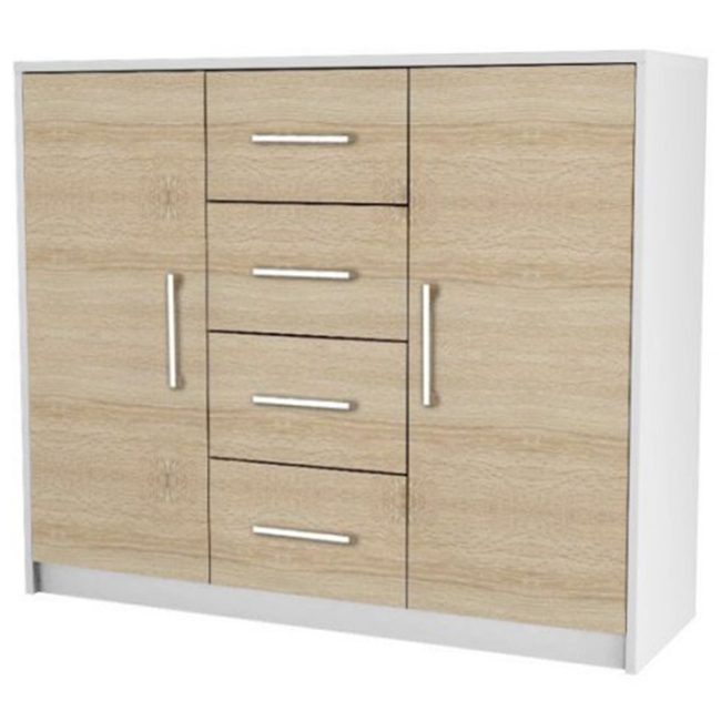 Komoda Niko 2D4S - bílá/sonoma