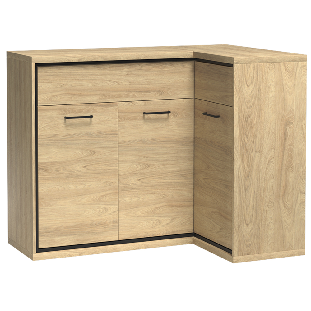 Mediolan - rohová komoda M15 PRAVÁ - natural hikora