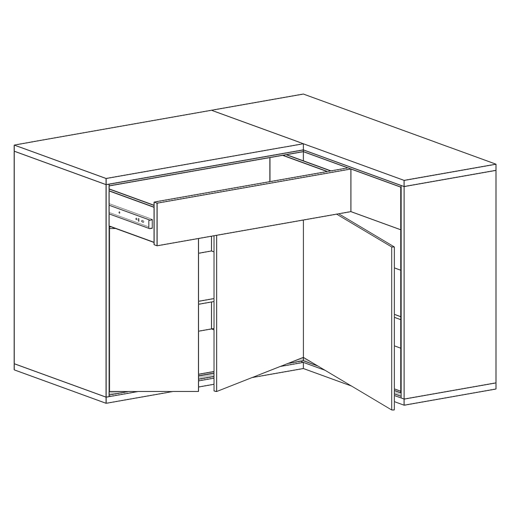 Mediolan - rohová komoda M15 PRAVÁ - natural hikora