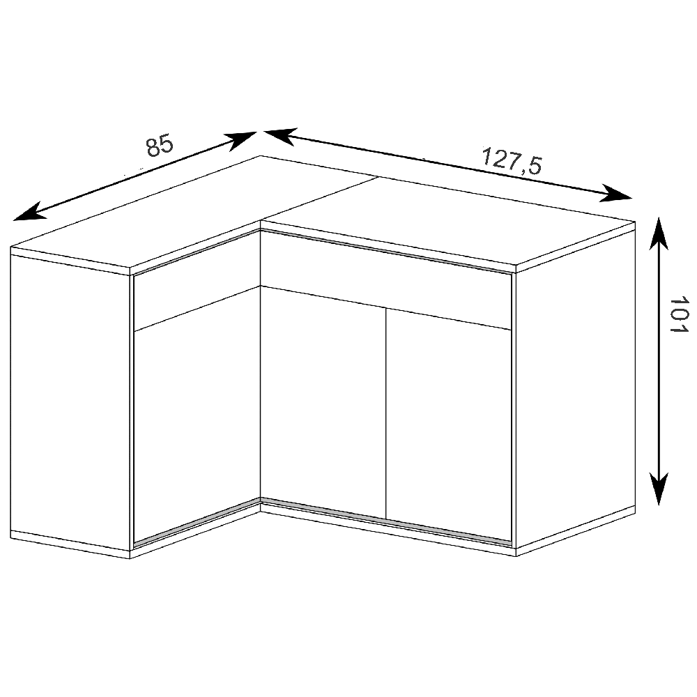 Mediolan - rohová komoda M15 LEVÁ - natural hikora