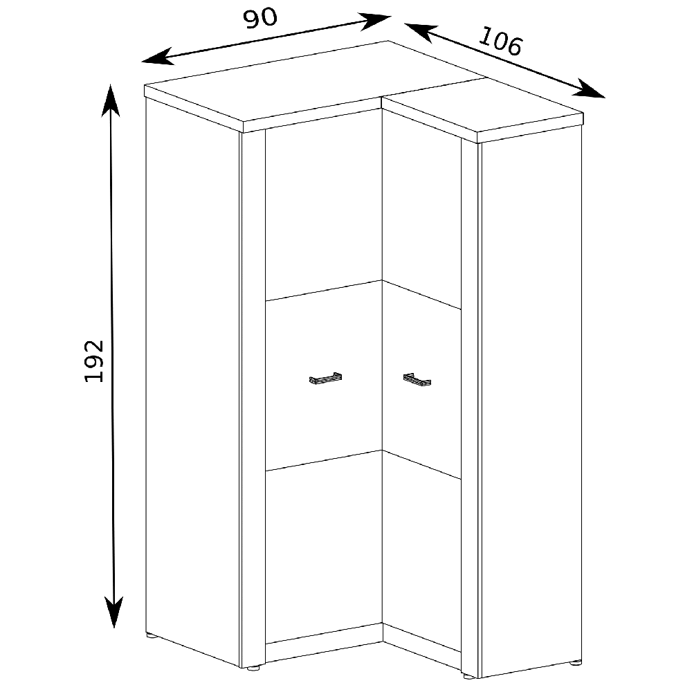 INDIANAPOLIS k | šatní skříň rohová I-14 | LEVÁ | kraft bílý