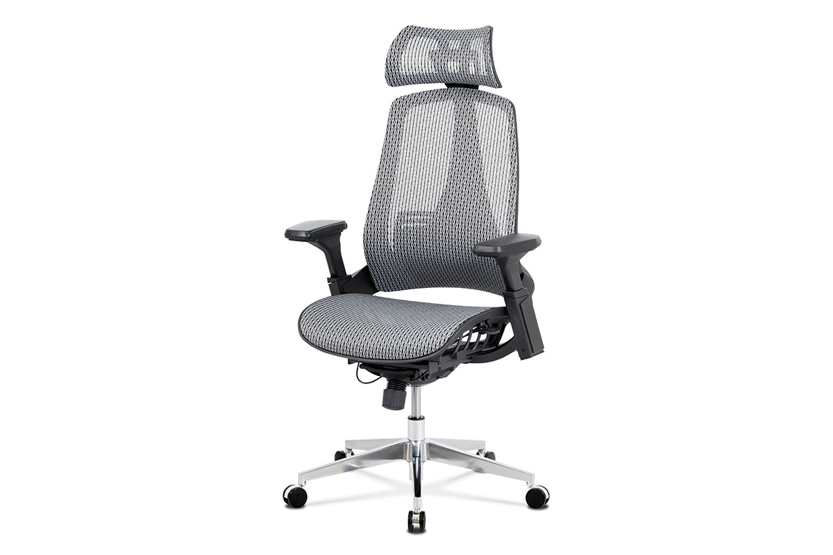 Kancelářská židle, šedá MESH síťovina, lankový mech., kovový kříž