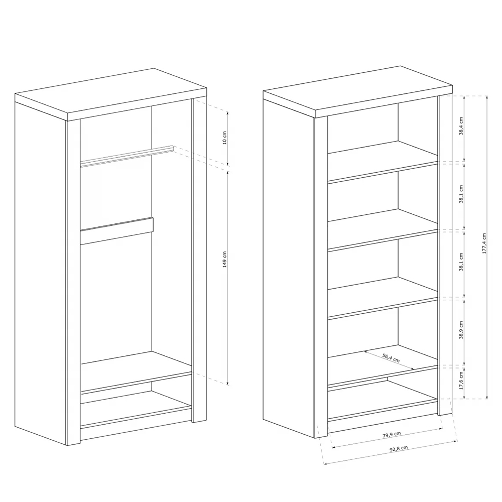 INDIANAPOLIS s | šatní skříň I-1 | 96 cm | jasan světlý