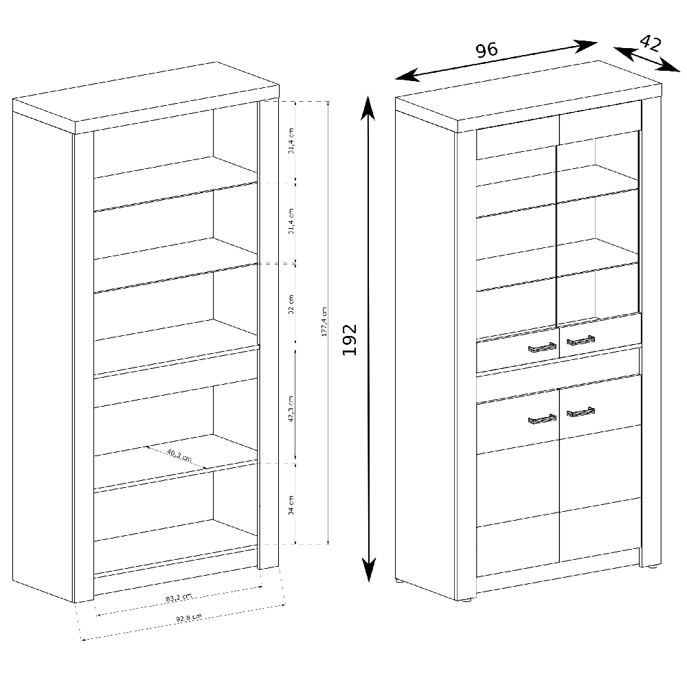 INDIANAPOLIS s | vitrína I-3 | 96 cm | jasan světlý