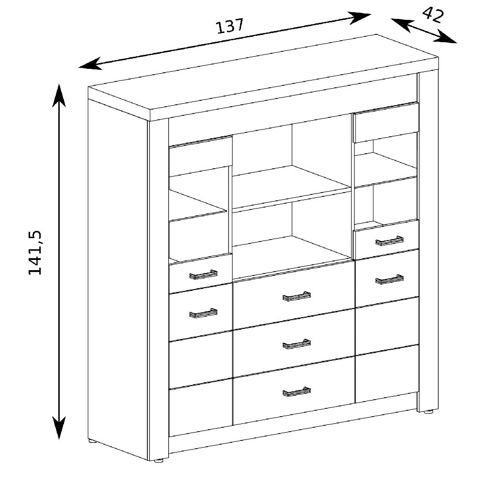 INDIANAPOLIS s | vitrína I-22 | 137 cm | jasan světlý