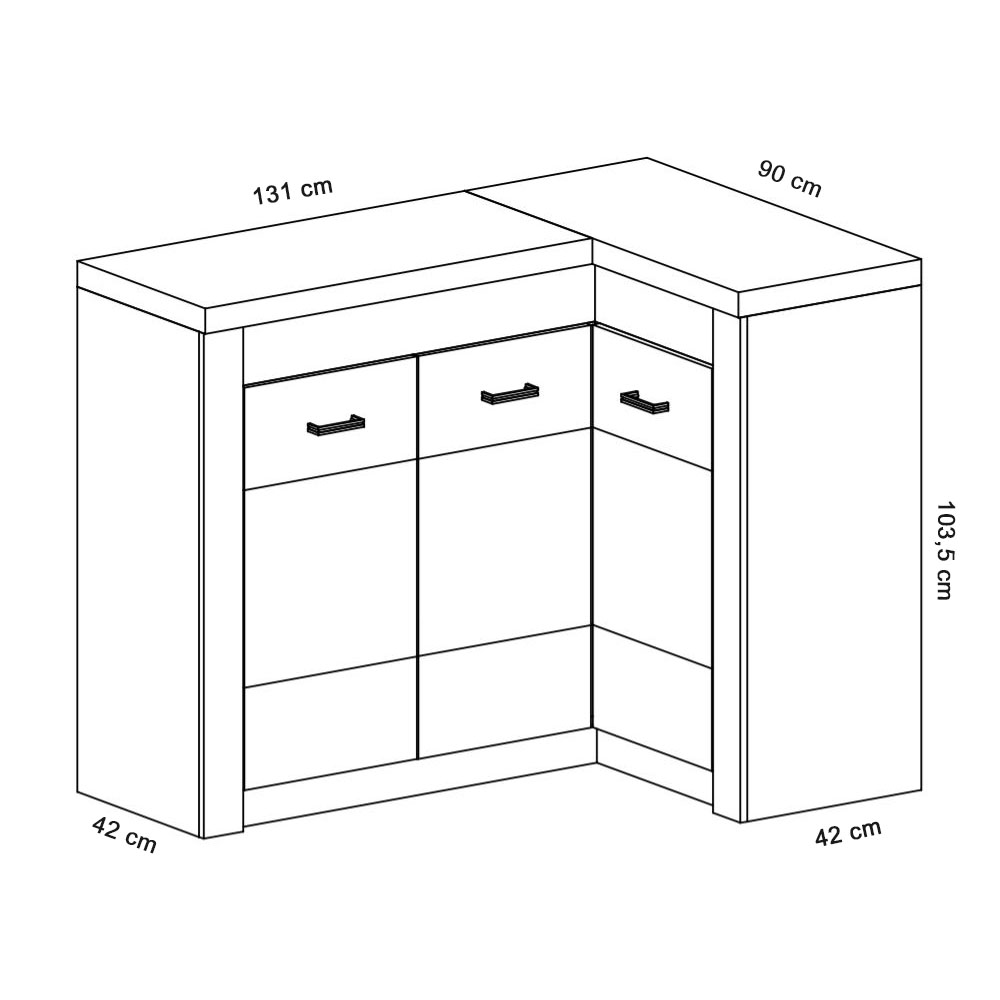 INDIANAPOLIS s | komoda I-15 K ROHOVÁ | 131x90 cm | jasan světlý