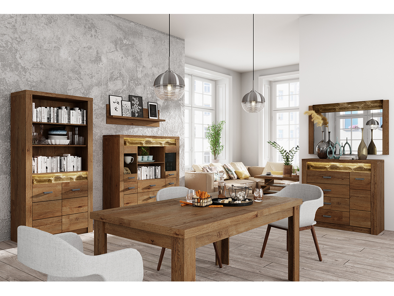 INDIANAPOLIS s | komoda I-15 O ROHOVÁ | 90x131 cm | jasan světlý