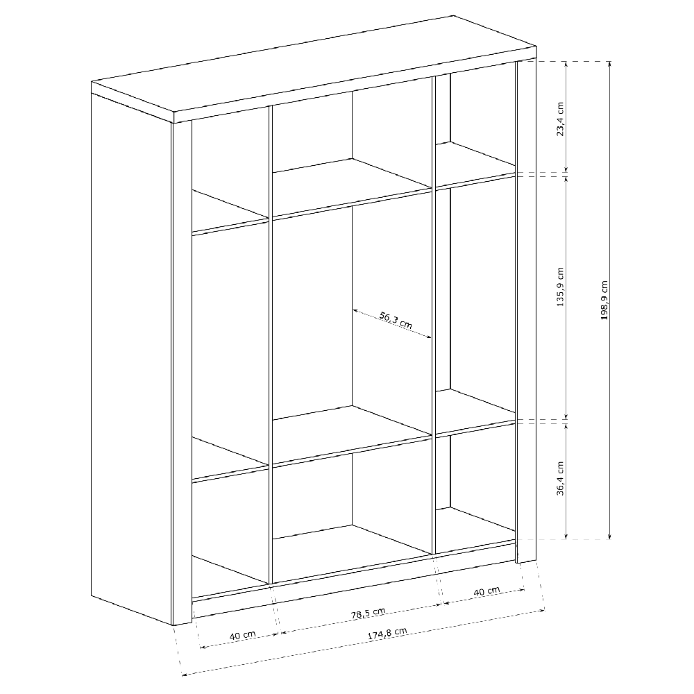 INDIANAPOLIS s | šatní skříň I-18 | 178 cm | jasan světlý