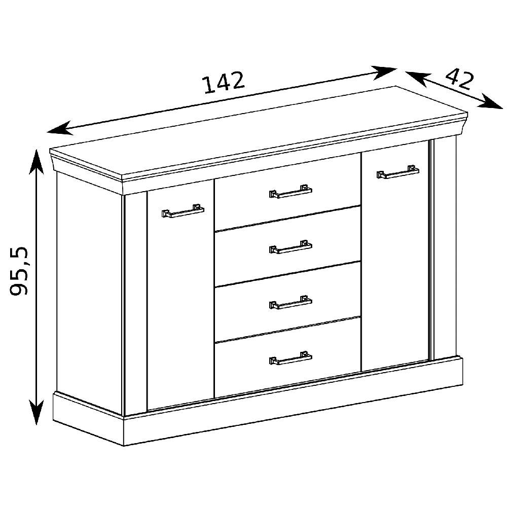 Antica K | komoda A1 | 142 cm |  kraft zlatý