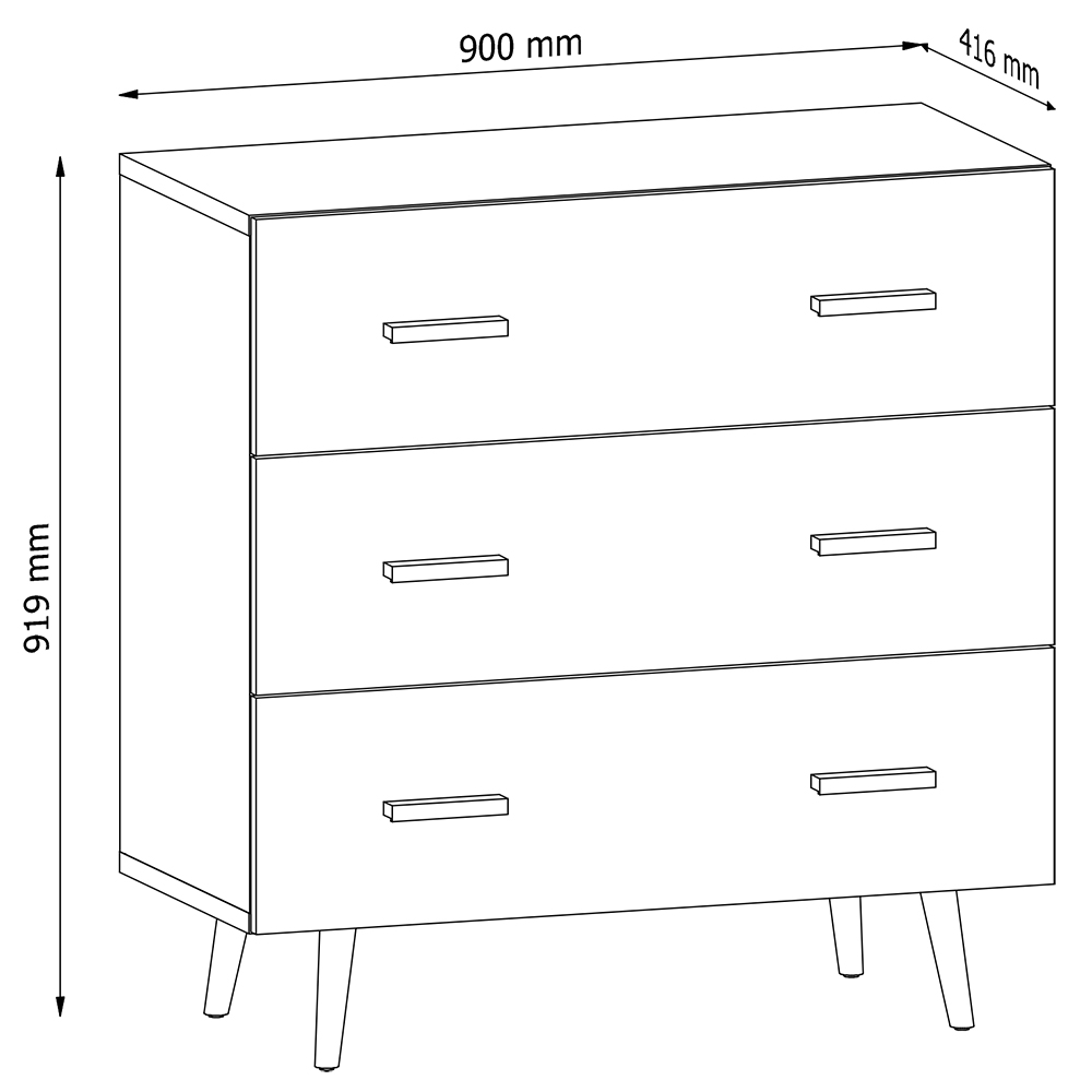 Brillo - komoda K3S - dub ribeck/bílá