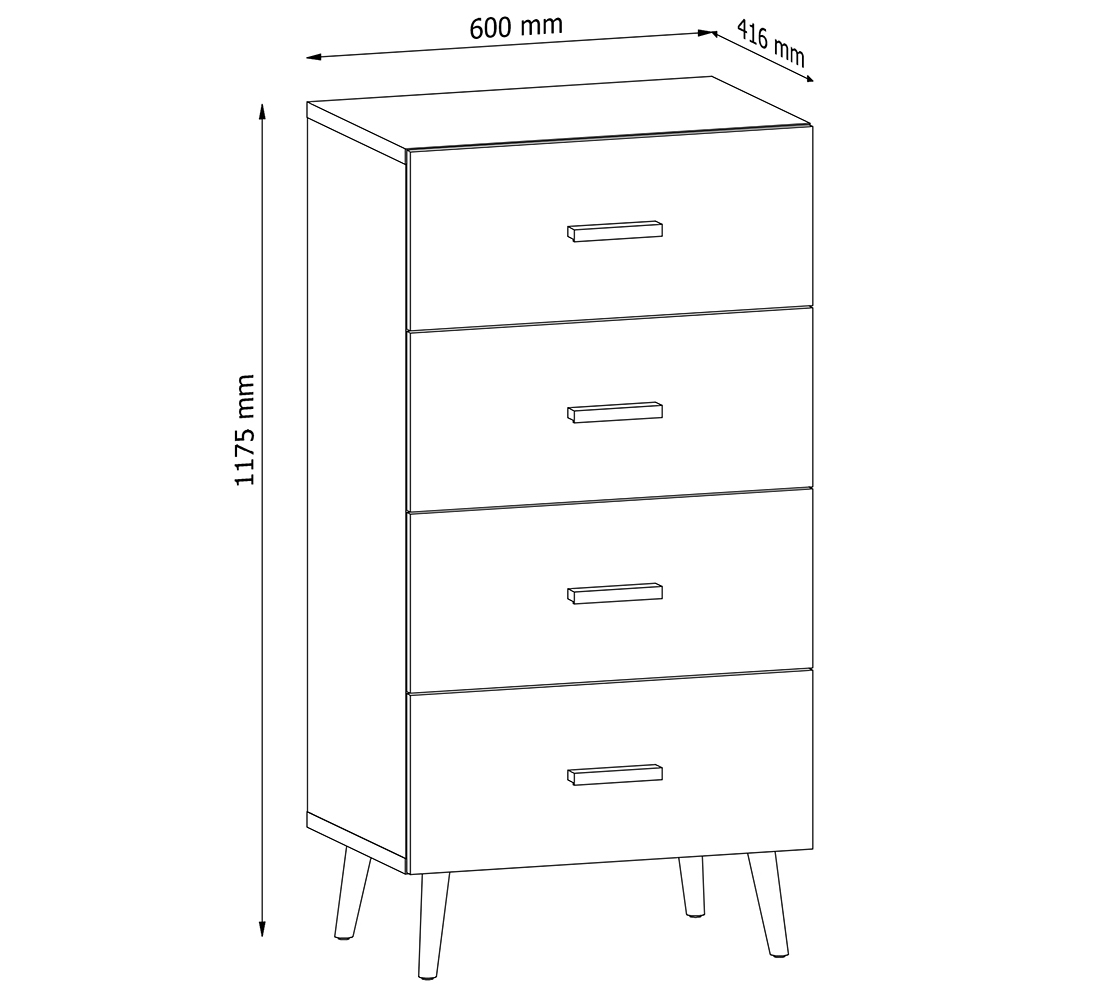 Brillo - komoda K4S - dub ribeck/bílá