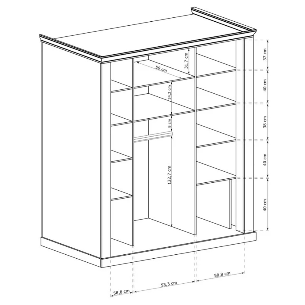 Antica K | šatní skříň A183 | 185 cm | kraft zlatý