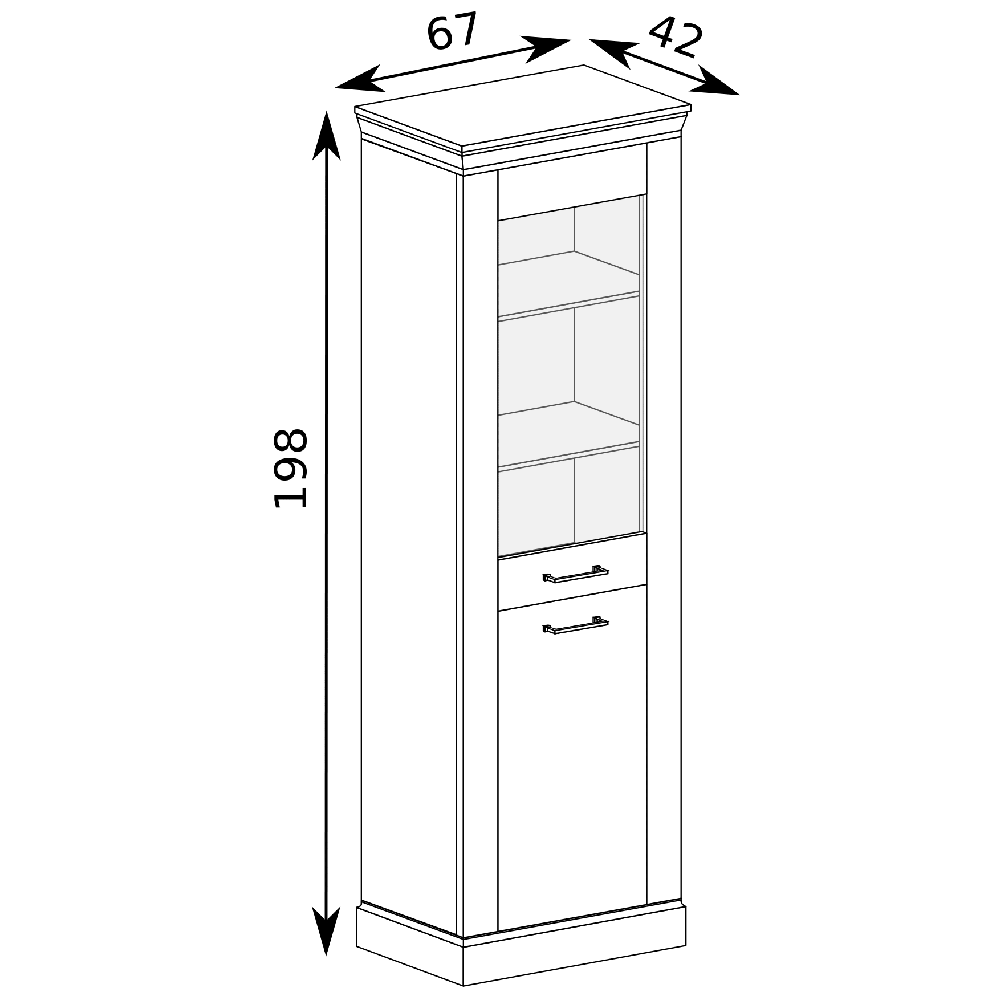 Antica L | vitrína A11 | 67x198x42 cm | dub lefkas | POSLEDNÍ KUS