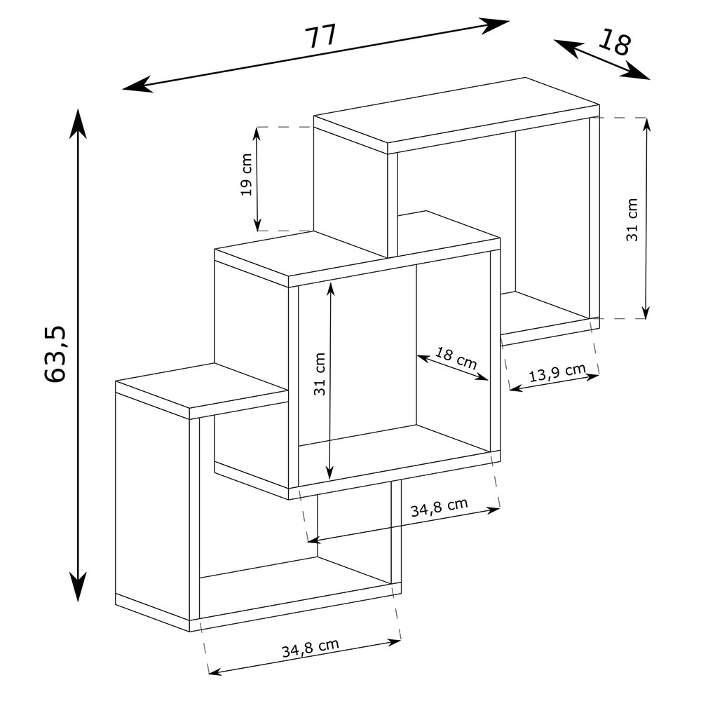 DALLAS s | závěsná police D30 | 77 cm | sonoma