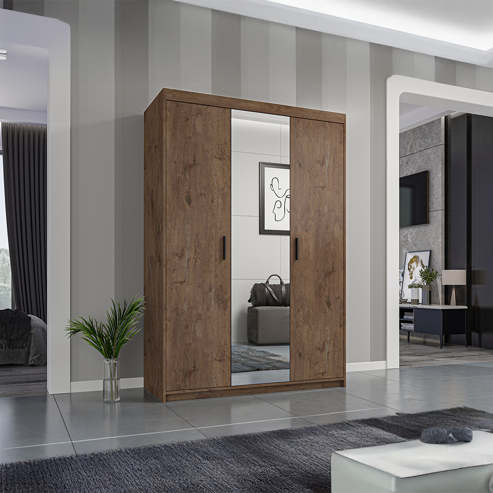 Šatní skříň ELENA 3D + zrcadlo | 133 cm | dub lefkas