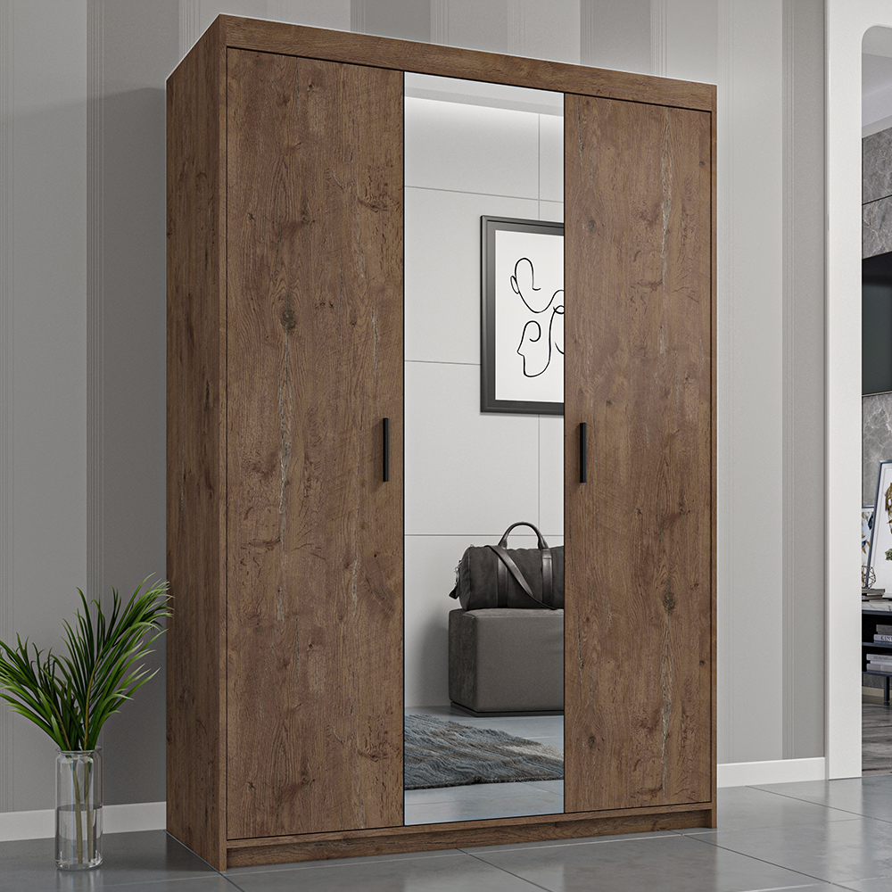 Šatní skříň ELENA 3D + zrcadlo | 133 cm | dub lefkas