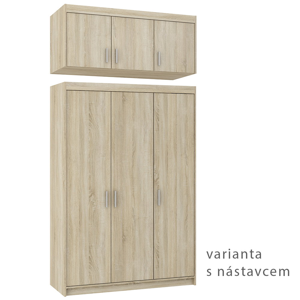 Nástavec na šatní skříň ELENA 3D | 133 cm | dub sonoma
