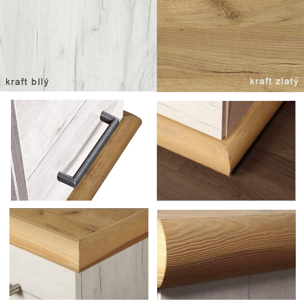 KARA | vitrína K3 | 87 cm | kraft bílý/zlatý