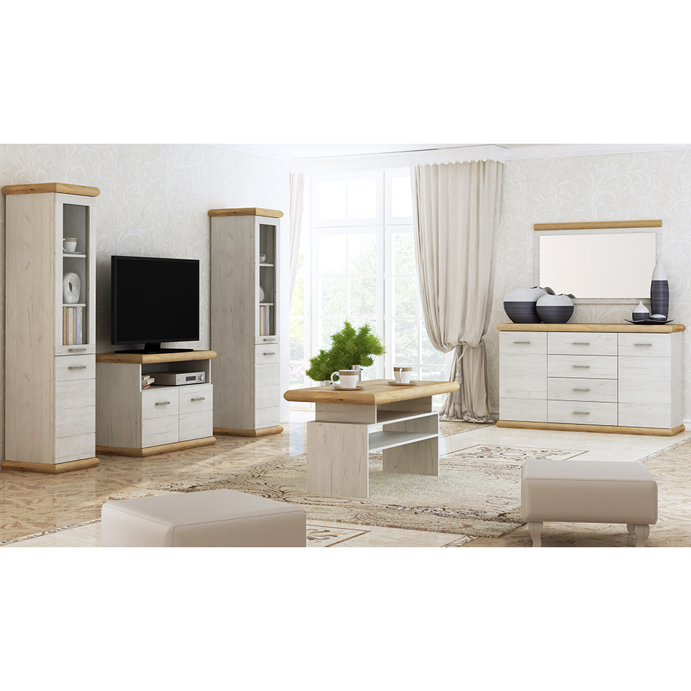 KARA | vitrína K3 | 87 cm | kraft bílý/zlatý