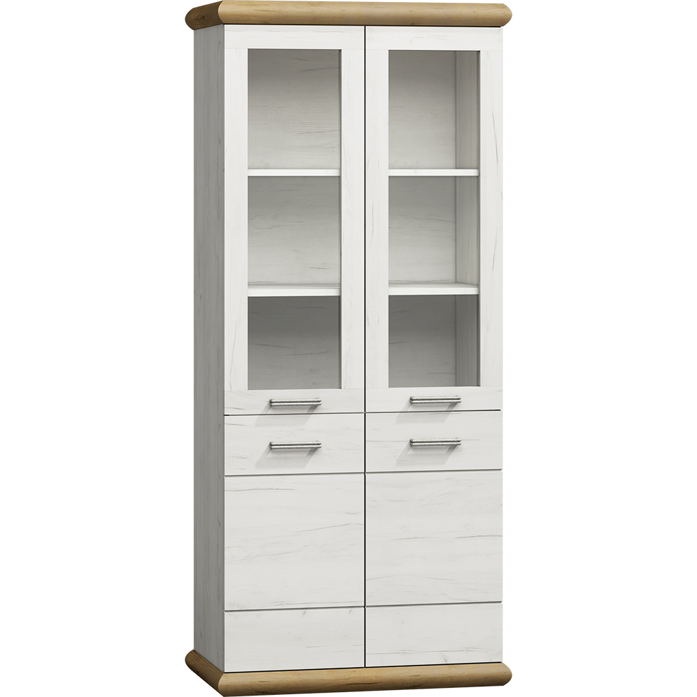 KARA | vitrína K3 | 87 cm | kraft bílý/zlatý