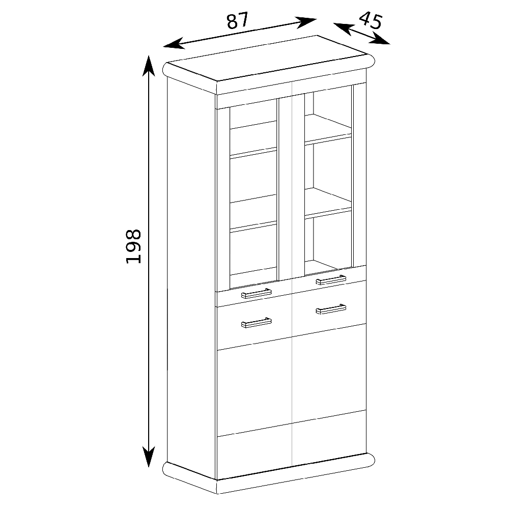 KARA | vitrína K3 | 87 cm | kraft bílý/zlatý
