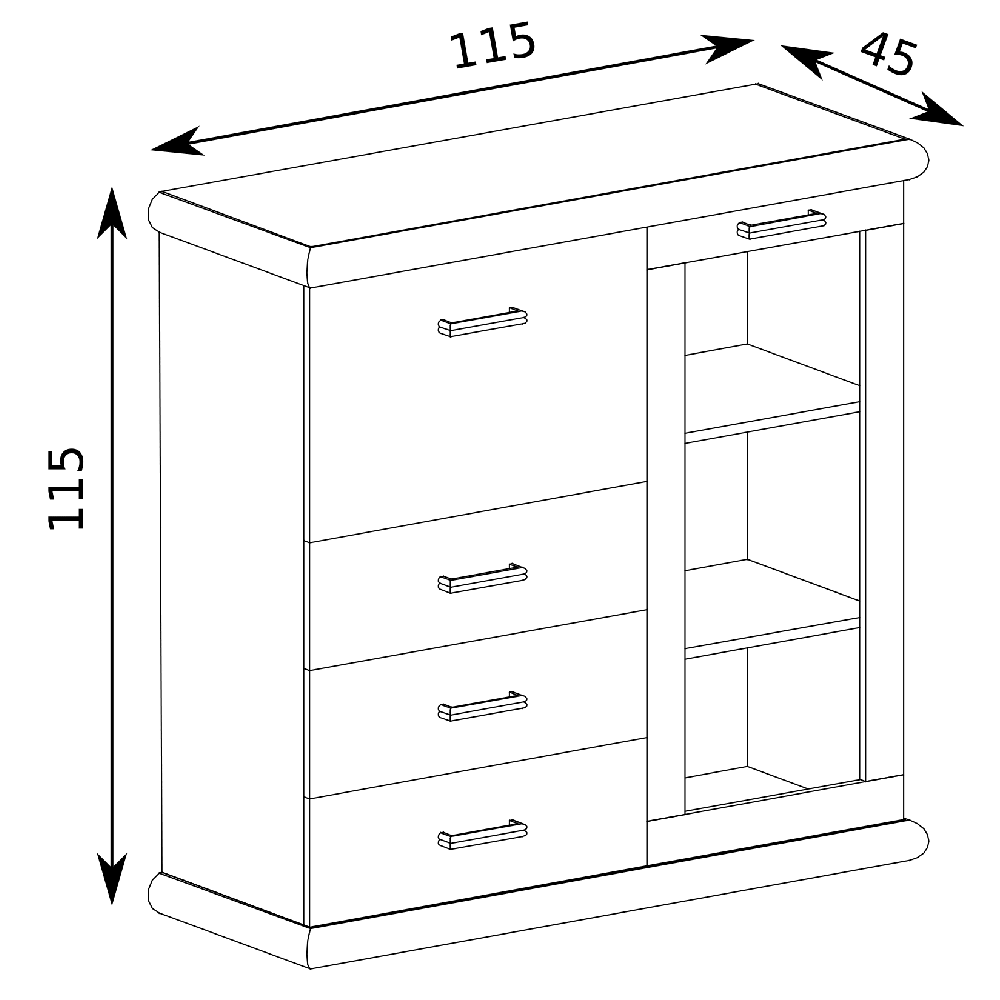 KARA | komoda K8 | 115 cm | kraft bílý/zlatý