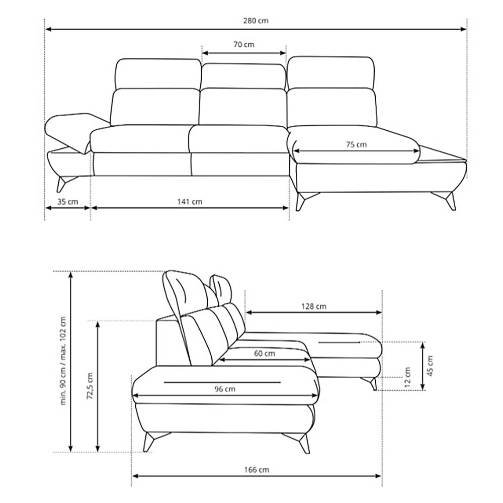 Sedací souprava TITAN | 280x166 cm | rozkládací + úložný prostor | VÝBĚR TKANIN
