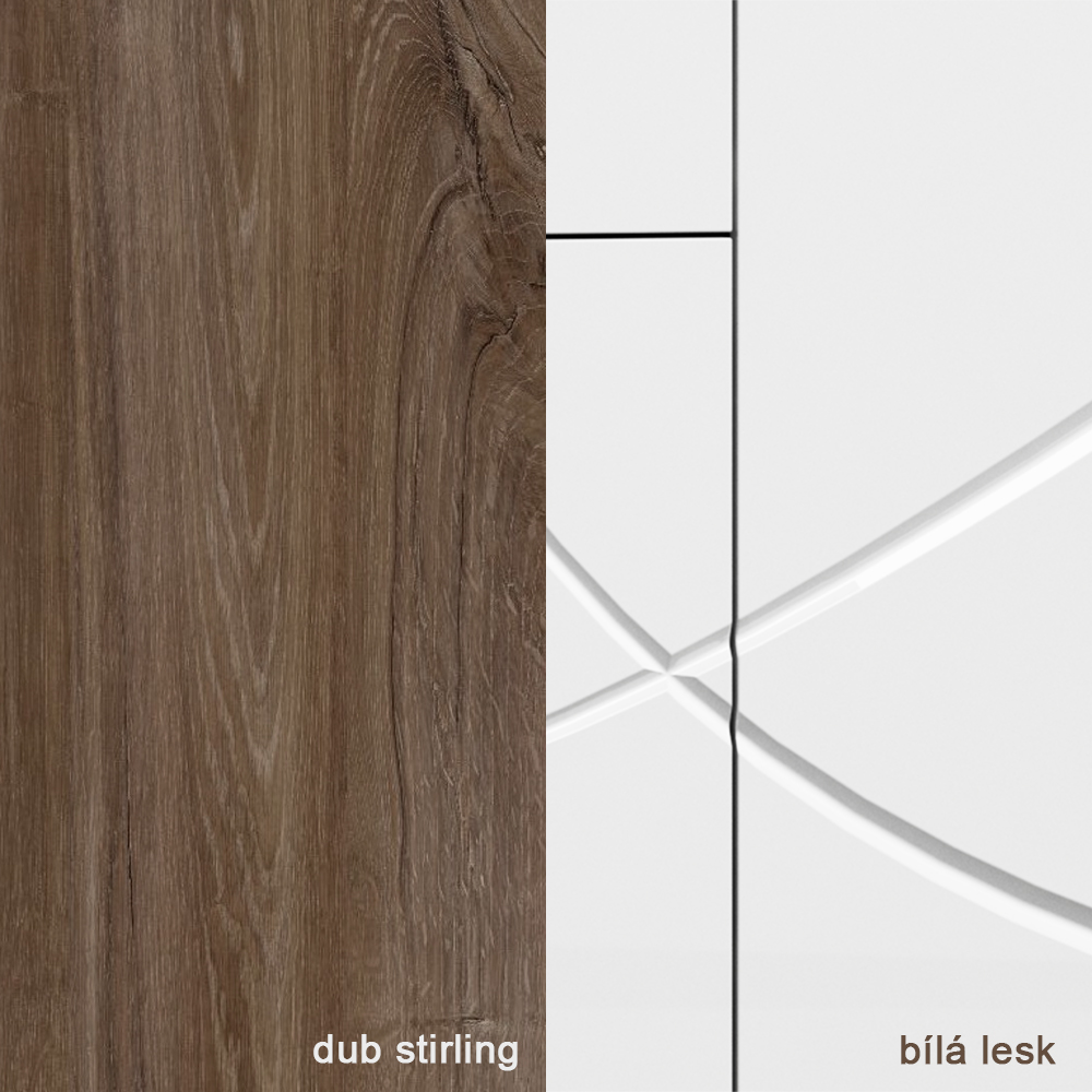 PARIS jarss - šatní skříň P1 - dub stirling/bílá lesk - AKČNÍ CENA