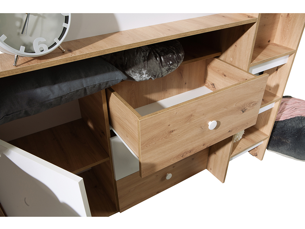 Patrová postel SMART 1 | dub artisan/černá | UNIVERZÁLNÍ