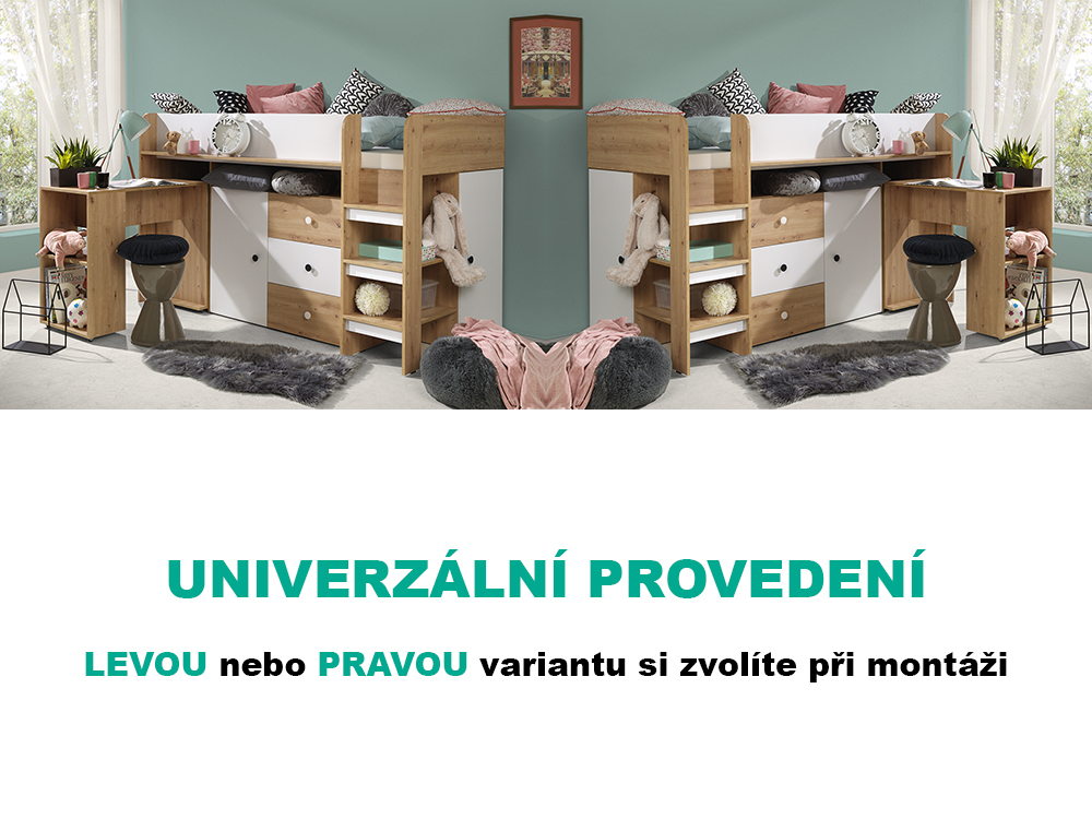 Patrová postel SMART 1 | dub artisan/bílá | UNIVERZÁLNÍ
