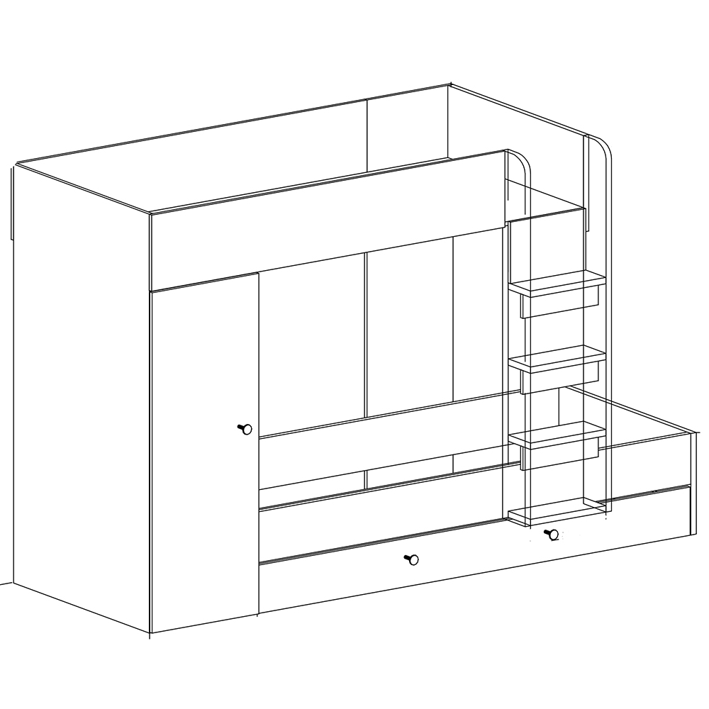 Dvoupatrová postel SMART 2 + přistýlka | 90x200 + 2x 85x200 | UNI provedení | artisan/bílá